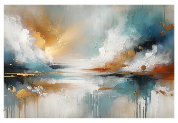Quadro su tela – Cielo dorato sull’acqua