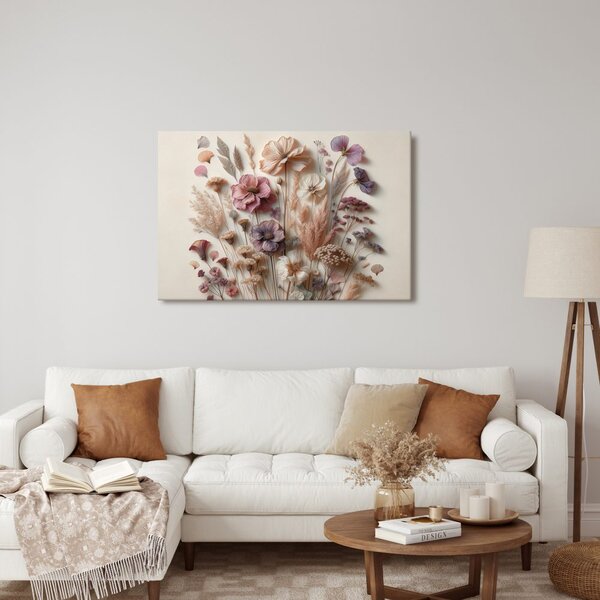 Quadro su tela – Fiori vintage su sfondo chiaro
