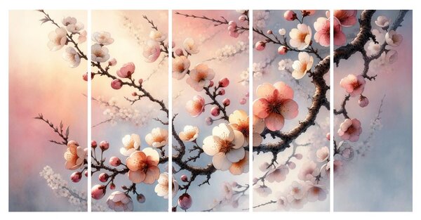 Quadri 5 pezzi – Ramo in fiore