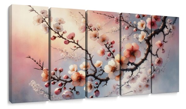 Quadri 5 pezzi – Ramo in fiore