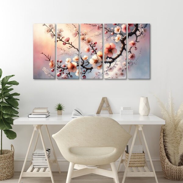 Quadri 5 pezzi – Ramo in fiore