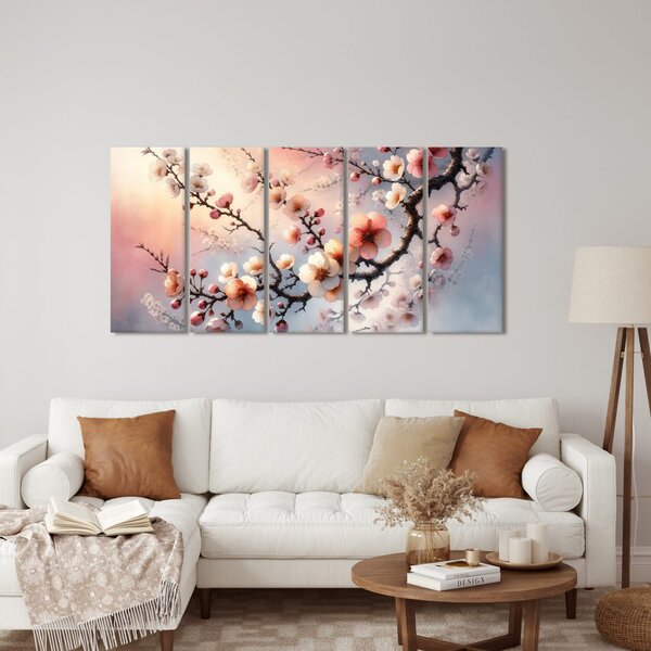 Quadri 5 pezzi – Ramo in fiore