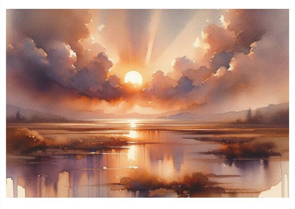 Quadro su tela – Tramonto sul paesaggio