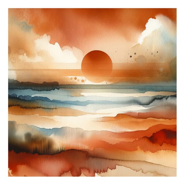 Quadro su tela – Tramonto rosso sopra il paesaggio