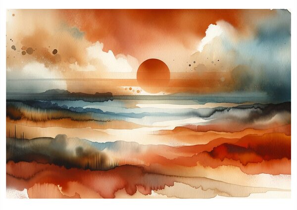 Quadro su tela – Sole al tramonto nel paesaggio