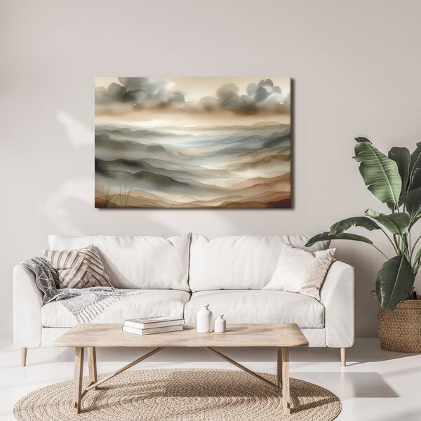 Quadro su tela – Paesaggio nella nebbia e marrone