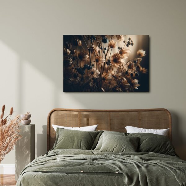 Quadro su tela – Fiori secchi in toni scuri