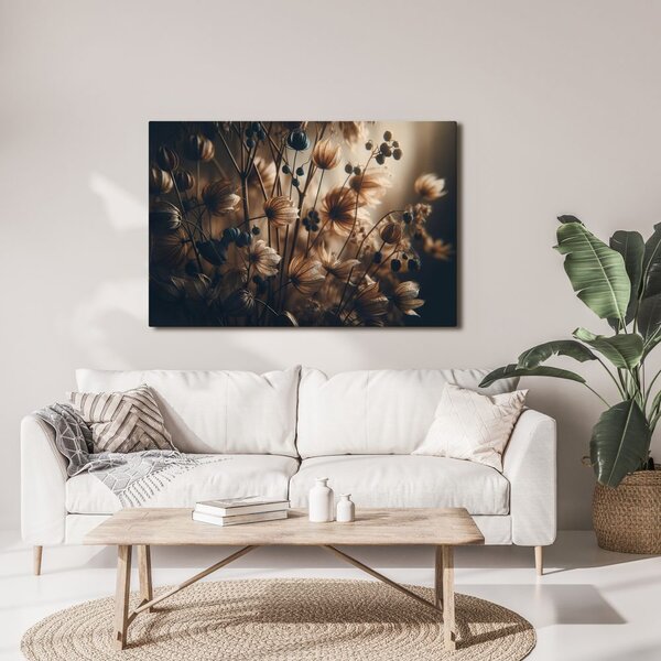 Quadro su tela – Fiori secchi in toni scuri