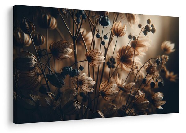 Quadro su tela – Fiori secchi in toni scuri