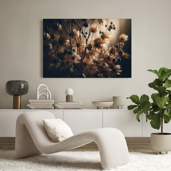 Quadro su tela – Fiori secchi in toni scuri