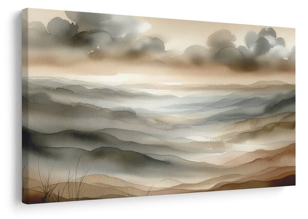 Quadro su tela – Paesaggio nella nebbia e marrone