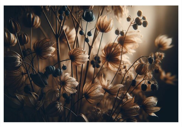 Quadro su tela – Fiori secchi in toni scuri
