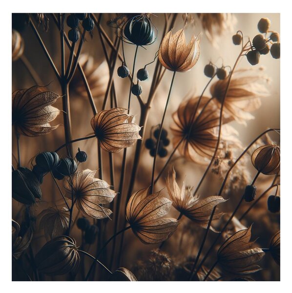 Quadro su tela – Fiori di prato in luce marrone