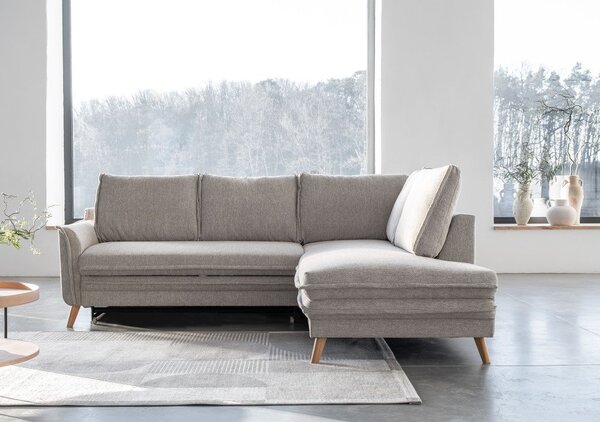 Divano letto angolare beige (angolo destro) Charming Charlie - Miuform