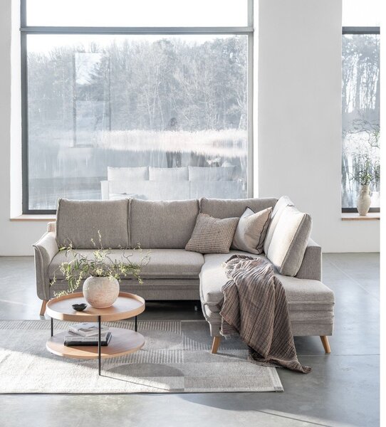 Divano letto angolare beige (angolo destro) Charming Charlie - Miuform