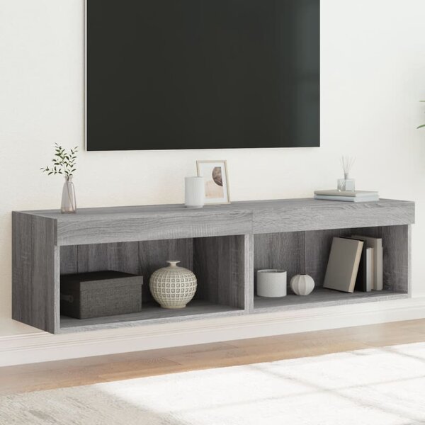 Mobili Porta TV con Luci LED 2pz Grigio Sonoma 60x30x30 cm