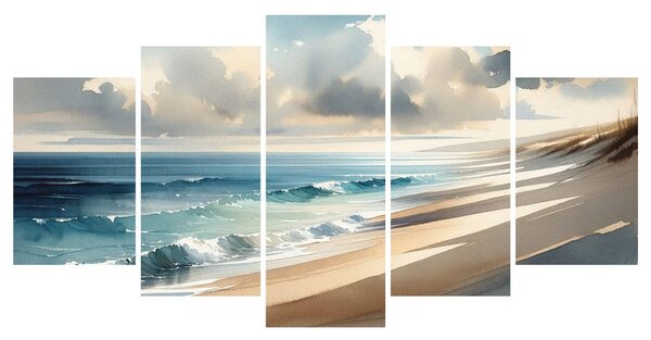 Quadri 5 pezzi – Onde delicate sulla riva