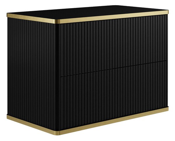 Mobile sotto lavabo per il bagno scanalato con profilo Dorato Nero L80 cm - KELIZA