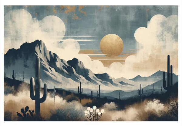 Quadro su tela – Paesaggio desertico con cactus