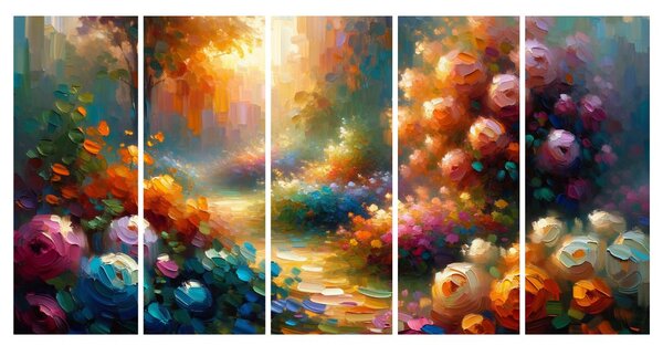 Quadri 5 pezzi – Sentiero solare nel giardino