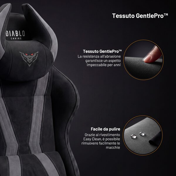 Sedia gaming in tessuto nera Diablo X-Horn 2.0 Burned Black Normal