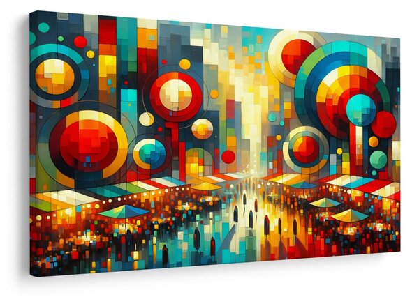 Quadro su tela – Città colorata nei cerchi