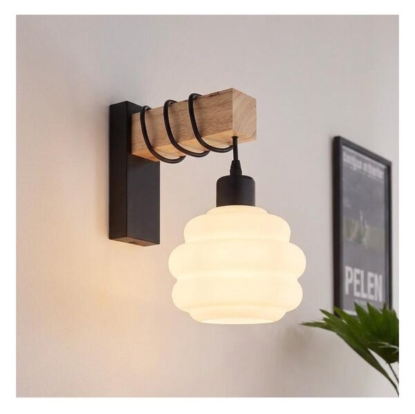 Brilagi - Lampada da parete WOOD GLASS 1xE27/60W/230V pino/nero/bianco