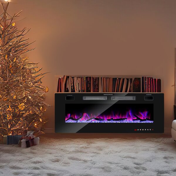 Caminetto elettrico 750 / 1500 W con riscaldamento, fuoco aperto, effetto fiamma, telecomando, illuminazione a LED e timer - Caminetto elettrico