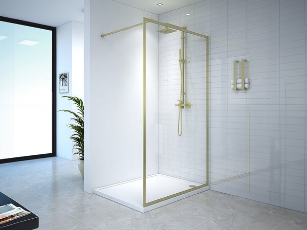 Parete per doccia walk in 120 x 200 cm Dorato Vetro temperato - AMBERI