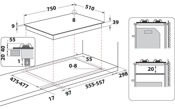 Hotpoint Ariston Piano Cottura 5 Fuochi a Gas Larghezza 75 cm in Acciaio Inox colore Inox - PCN R753N T/IX/HA