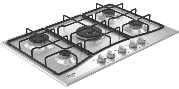 Hotpoint Ariston Piano Cottura 5 Fuochi a Gas Larghezza 75 cm in Acciaio Inox colore Inox - PCN R753N T/IX/HA