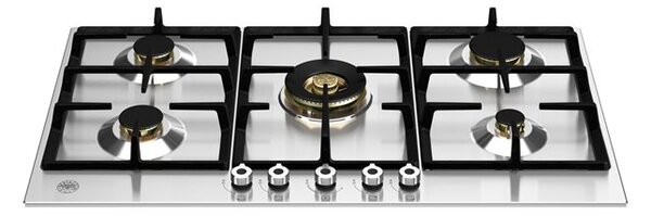 Bertazzoni Piano Cottura 5 Fuochi a Gas Larghezza 89 cm (Doppio Bruciatore Wok) Smaltato colore Acciaio - P905CPROX Heritage