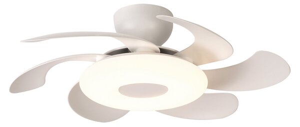 Ventilatore da soffitto LED Flower bianco, motore a corrente continua, Mantra Iluminación, Flower, dimmerabile, Bianco, Soggiorno, Plastica, Moderno