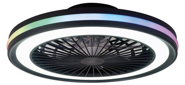 Ventilatore da soffitto LED per gamer, nero, DC, silenzioso, CCT RGB Mantra Iluminación, Gamer, dimmerabile, Nero, Soggiorno, Plastica, Moderno