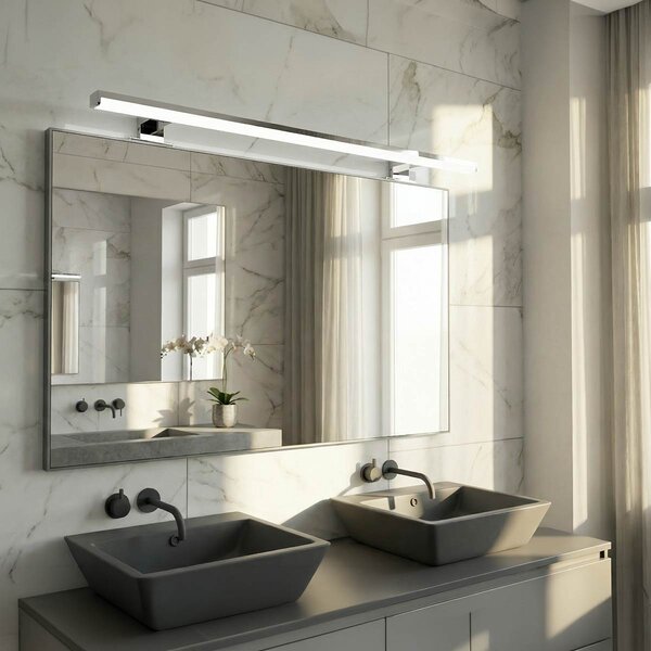Lampada LED da Specchio 78cm 14W Cromata IP44 Tripla Installazione Colore Bianco Caldo 3.000K