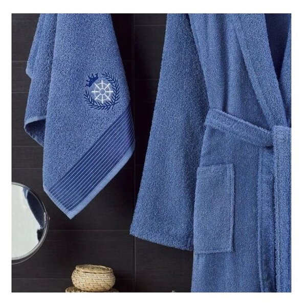 Set con accappatoio e asciugamano blu in cotone S e M – Mila Home