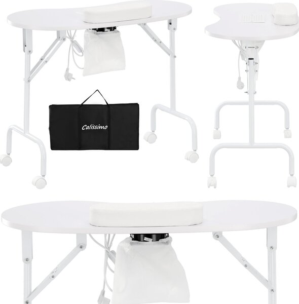 Scrivania tavolino cosmetico pieghevole per manicure mobile bianco