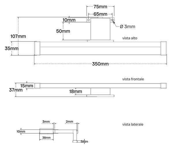 Lampada LED da Specchio 35cm 4W Bidirezionale IP44 Tripla Installazione Colore Bianco Caldo 3.000K