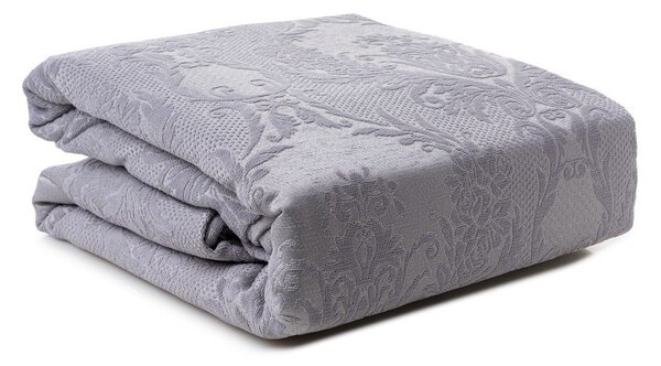 Set con copriletto e federa grigio in tessuto damascato 240x260 cm Beste – Mijolnir