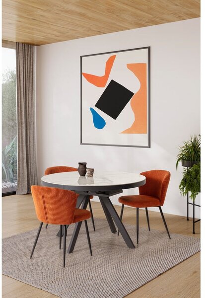 Set di 4 sedie da pranzo in velluto a coste arancione Megan - Marckeric