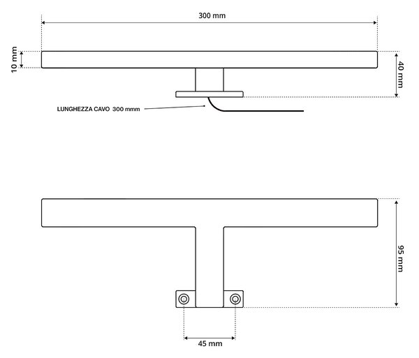 Lampada LED da Specchio 30cm Cromata 4W - Doppia Installazione Colore Bianco Caldo 3.000K