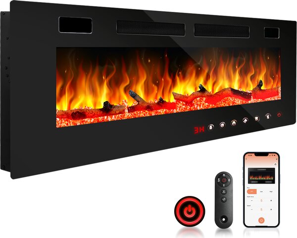 Yakimz 750W/1500W Caminetti elettrici con riscaldamento e fiamme Camino elettrico con effetto fiamma a LED Stufa per caminetti Stufa per caminetti