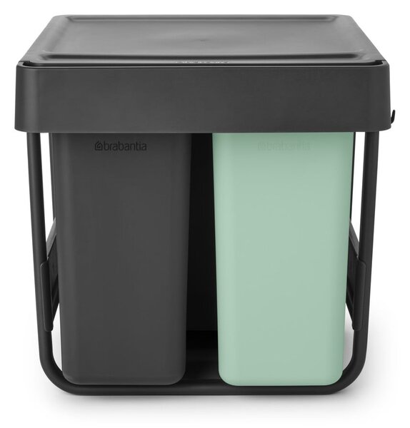 Bidone in plastica touchable per raccolta differenziata in grigio scuro menta 40 l Sort&Go - Brabantia