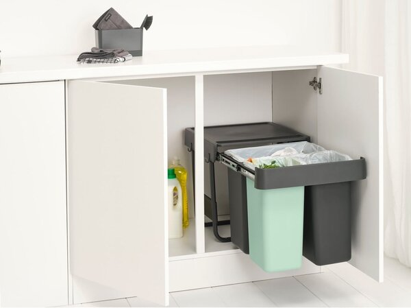 Bidone in plastica touchable per raccolta differenziata in grigio scuro menta 40 l Sort&Go - Brabantia