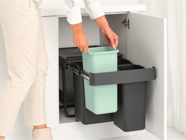 Bidone in plastica touchable per raccolta differenziata in grigio scuro menta 40 l Sort&Go - Brabantia