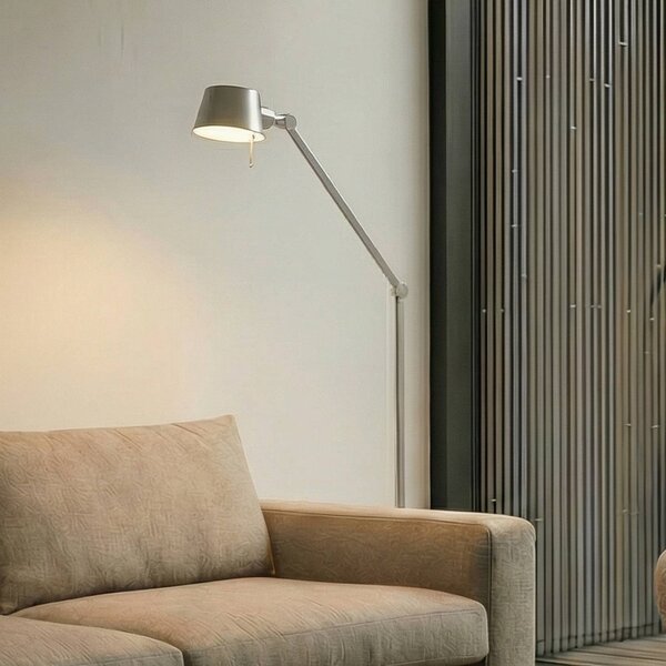 Lampada da terra Silka Lucande, Alluminio / Grigio / Zincato, Studio / Ufficio, Metallo, Moderno, Lampada da terra