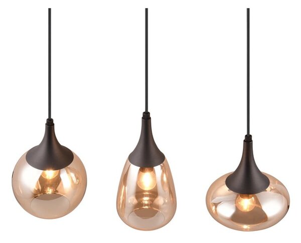 Lampada a sospensione nero-arancio con paralume in vetro Lumina - Trio