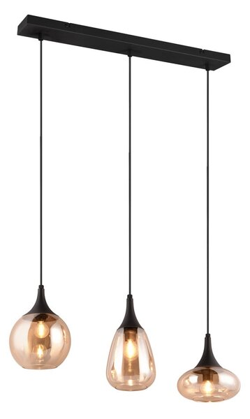 Lampada a sospensione nero-arancio con paralume in vetro Lumina - Trio