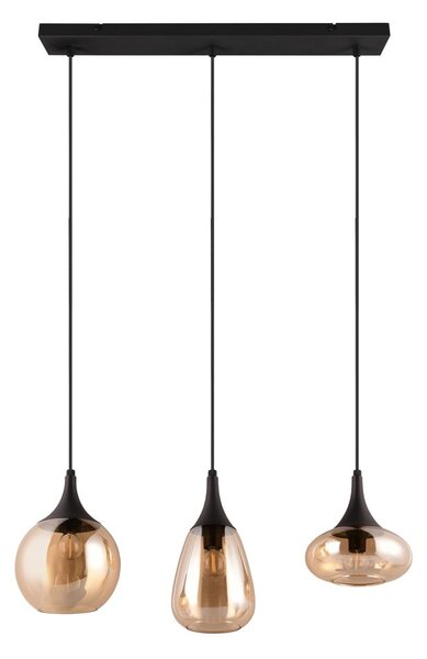Lampada a sospensione nero-arancio con paralume in vetro Lumina - Trio