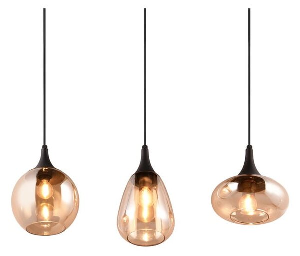 Lampada a sospensione nero-arancio con paralume in vetro Lumina - Trio